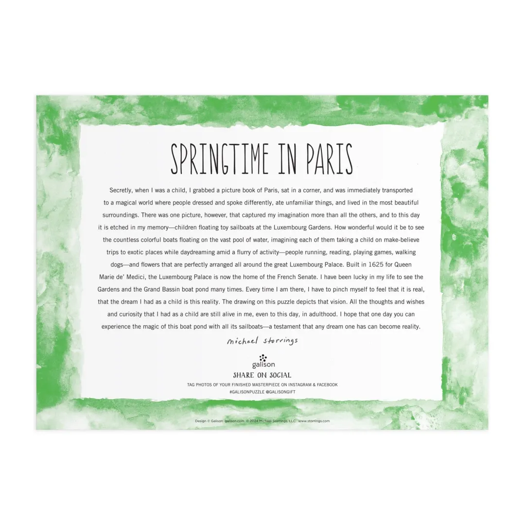 Galison Michael Storrings Springtime in Paris 1000 Piece Puzzle