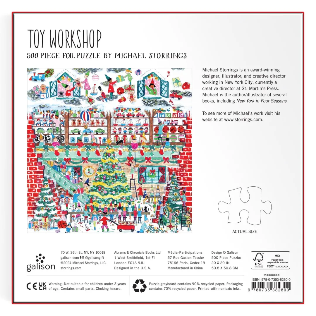 Galison Michael Storrings Toy Workshop 500 Piece Foil Puzzle