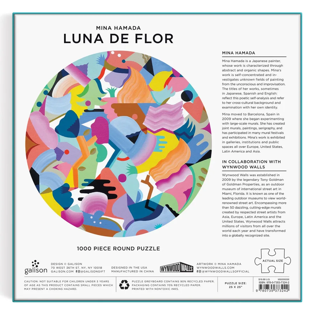 Galison Mina Hamada Luna de Flor 1000 Piece Round Puzzle