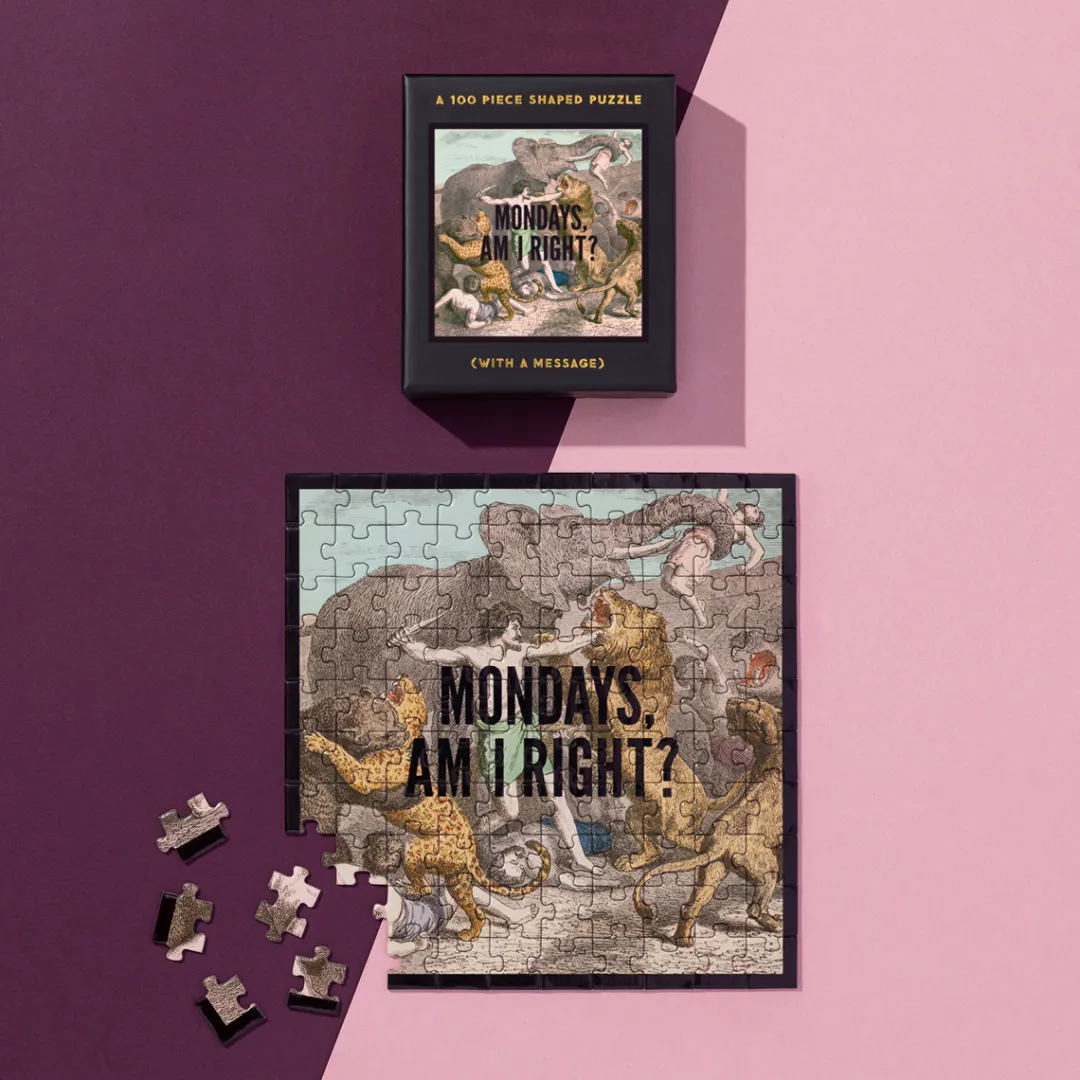 Galison Mondays, Am I Right? 100 Piece Mini Shaped Puzzle
