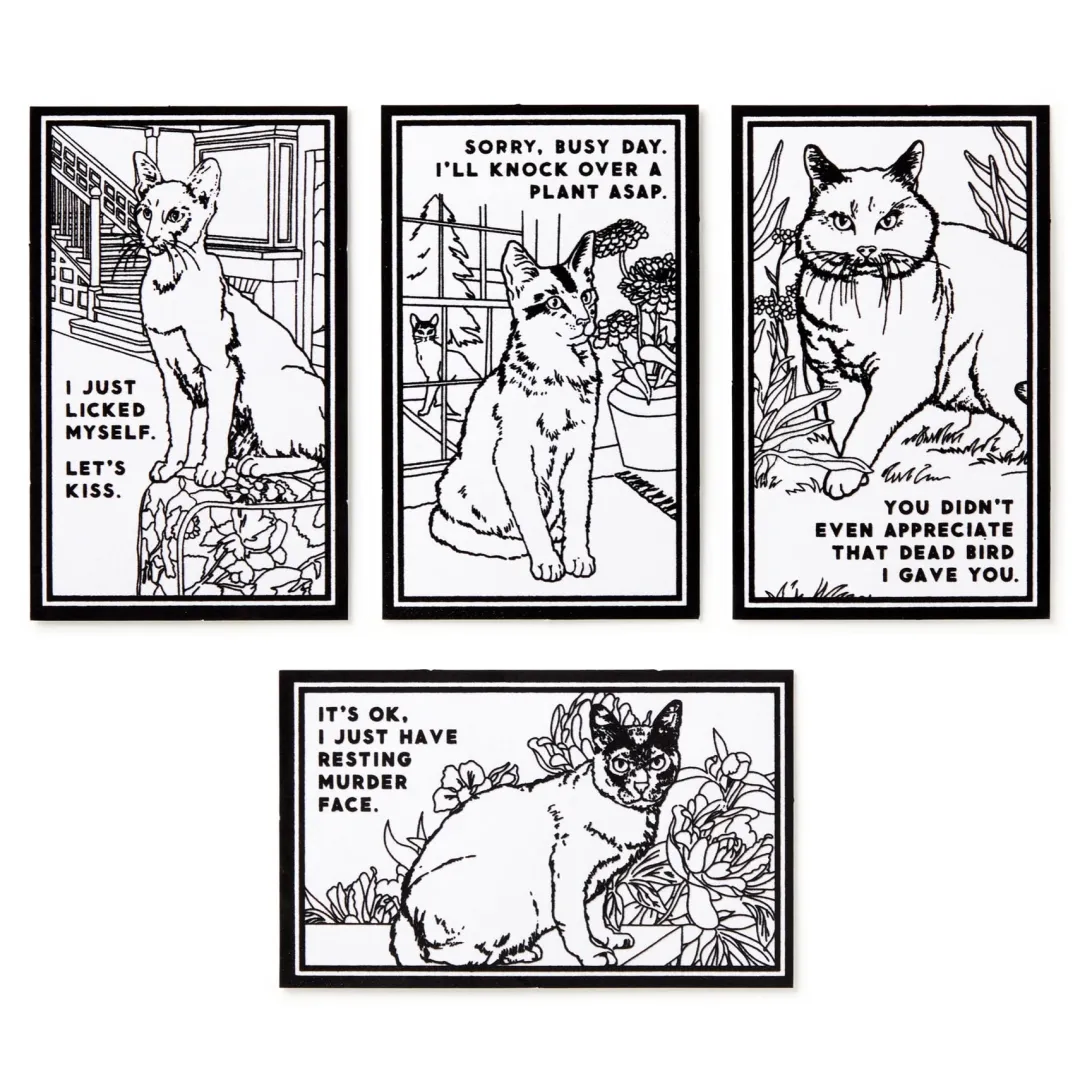Galison Moody Cats Magic Velvet Coloring Set