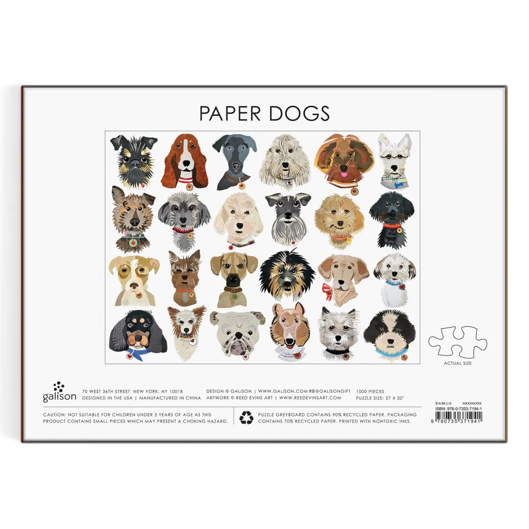Galison Paper Dogs 1000 Piece Puzzle