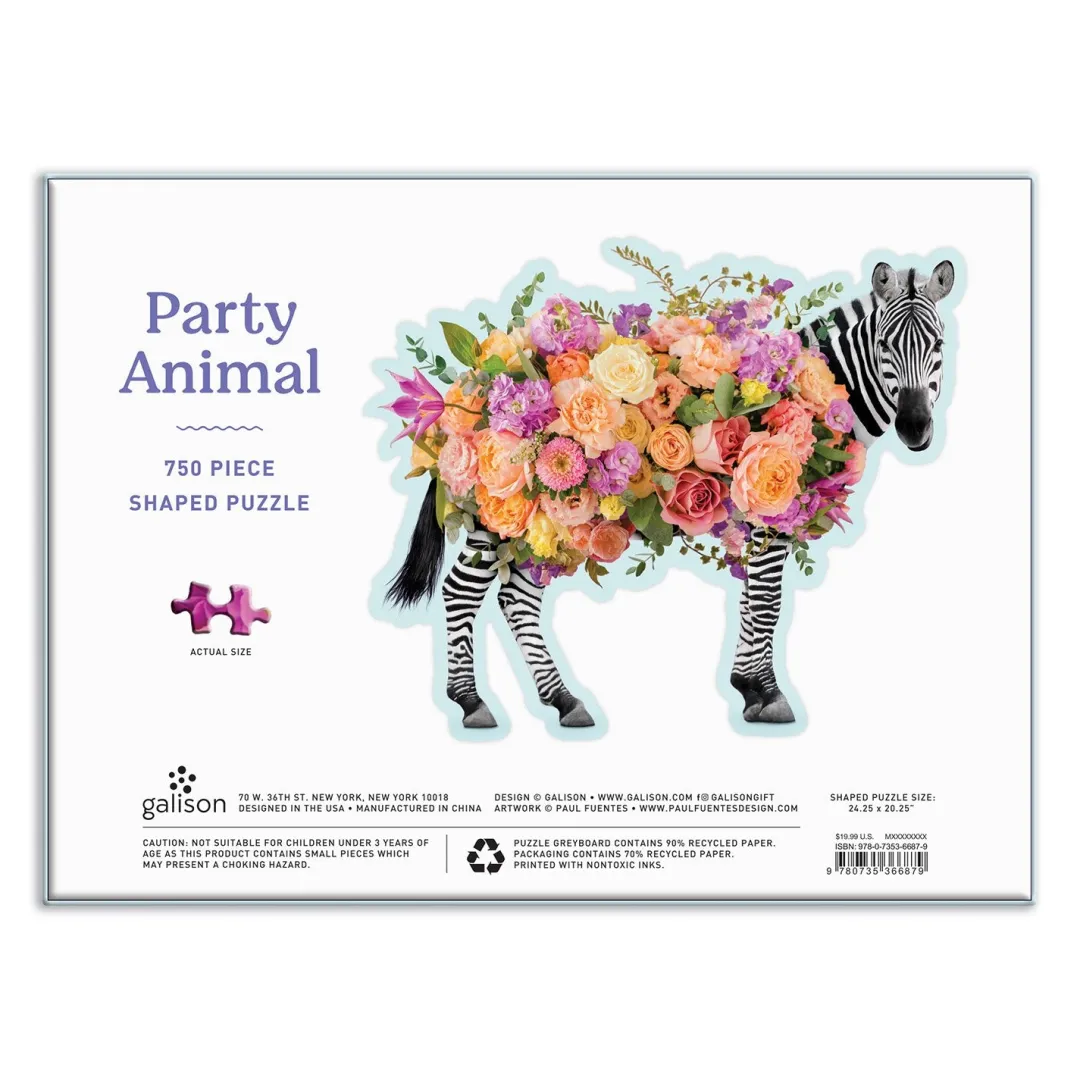 Galison Party Animal 750 Piece Shaped Jigsaw Puzzle