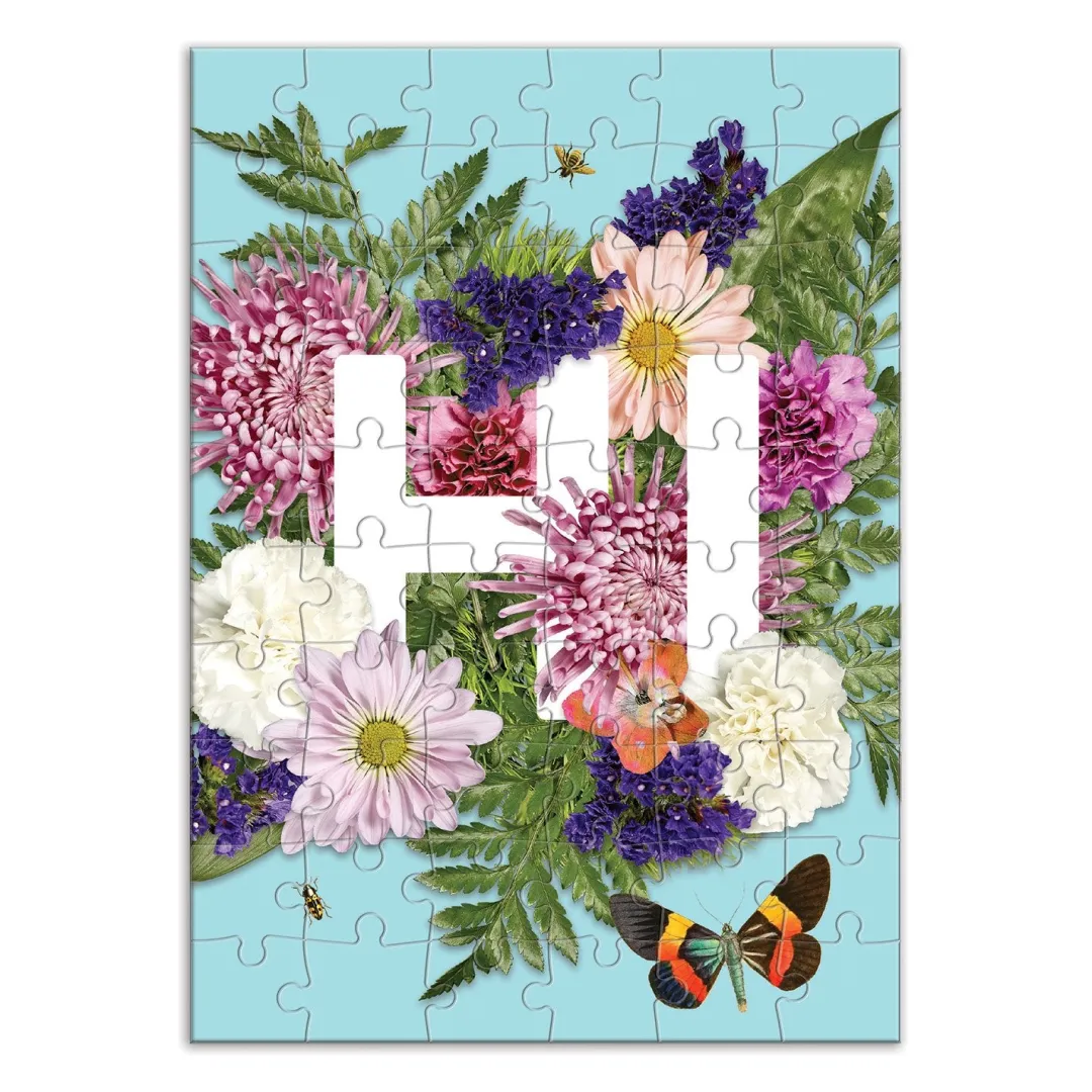 Galison Say It With Flowers Hi Greeting Card Puzzle