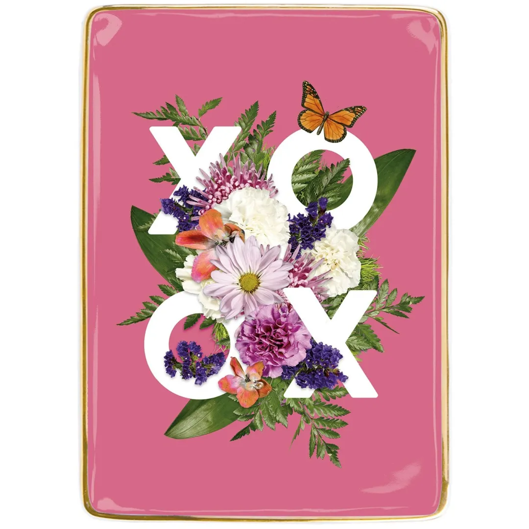 Galison Say It With Flowers XOXO Porcelain Tray