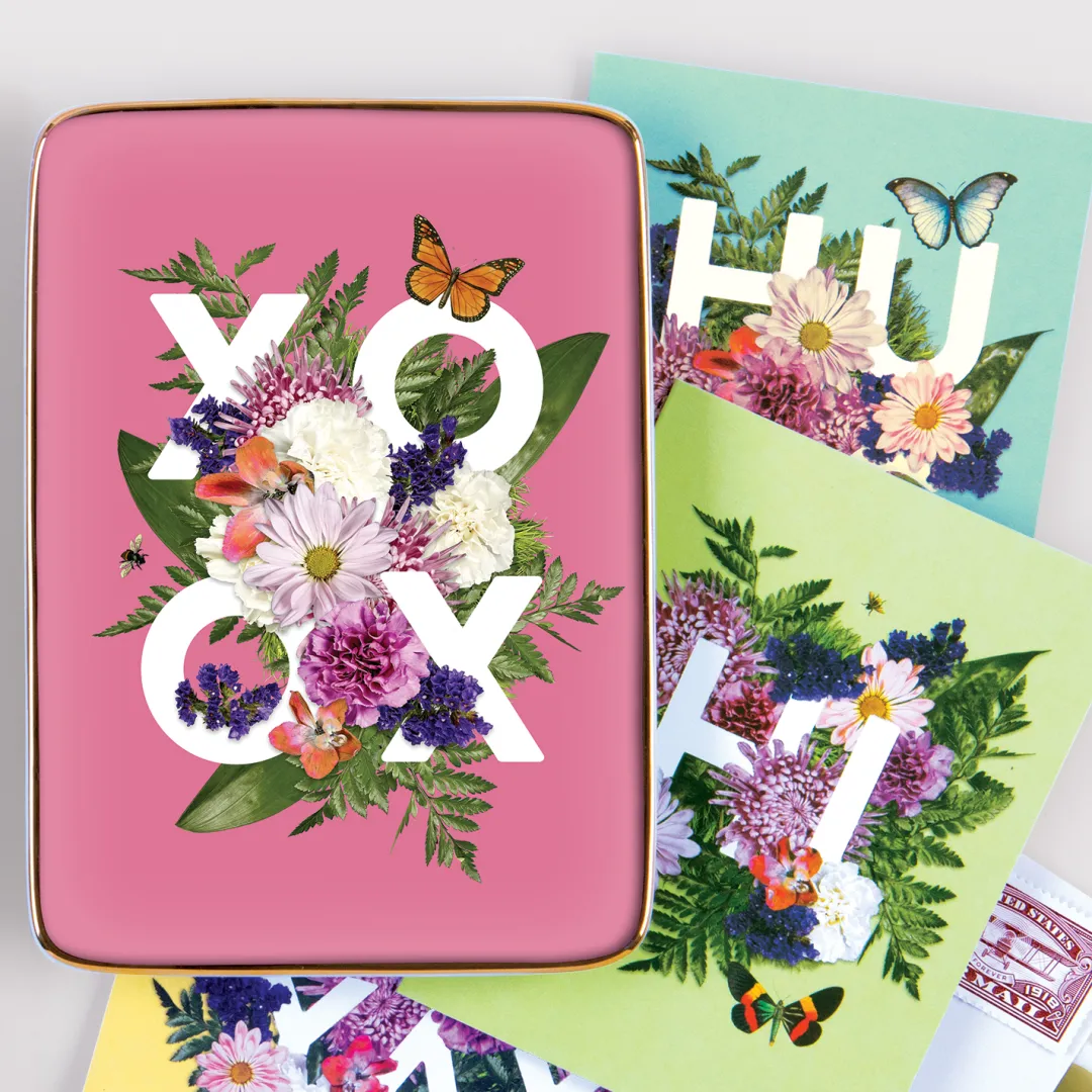 Galison Say It With Flowers XOXO Porcelain Tray