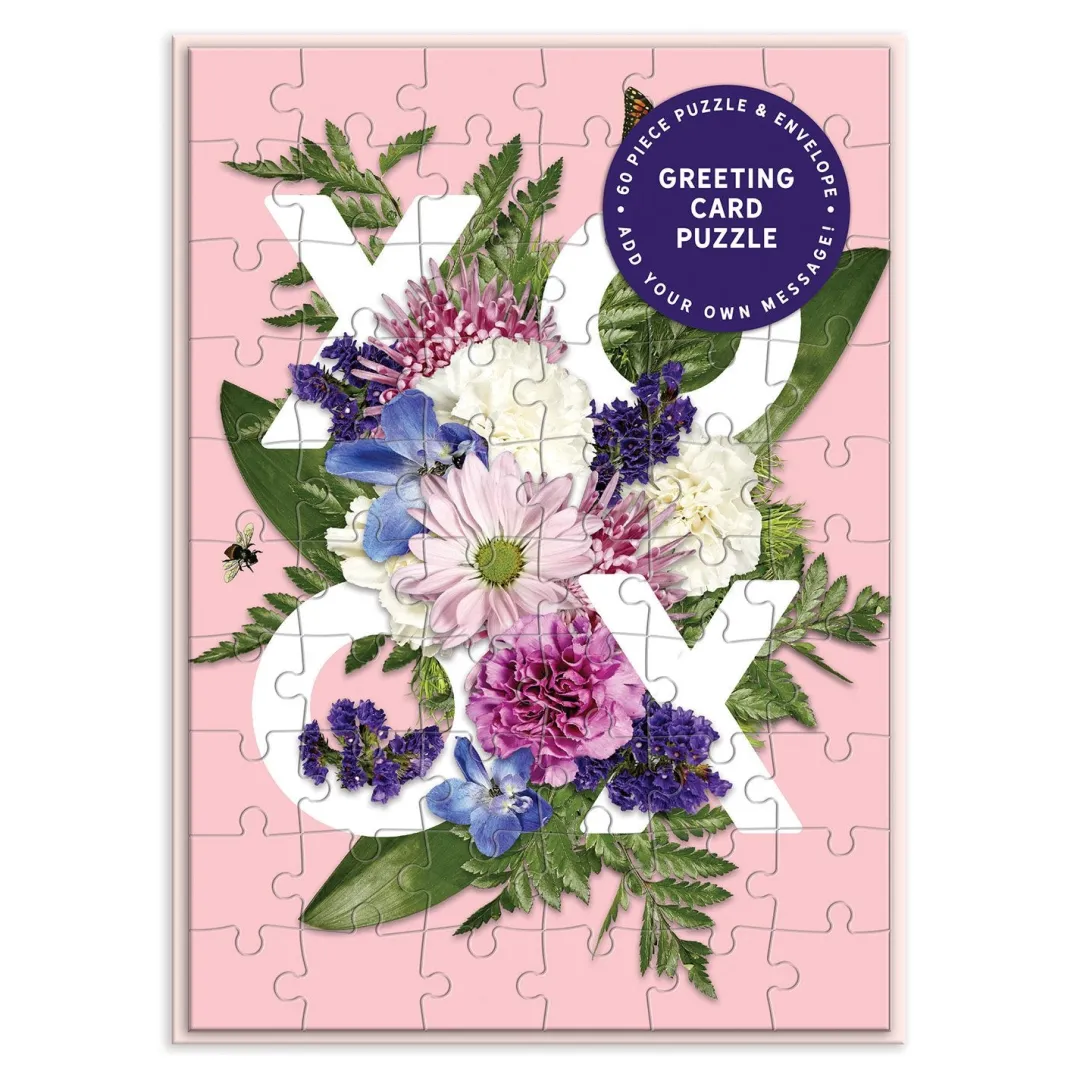 Galison Say It With Flowers XOXO Greeting Card Puzzle