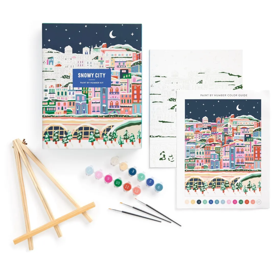 Galison Snowy City 11x14 Paint by Number Kit