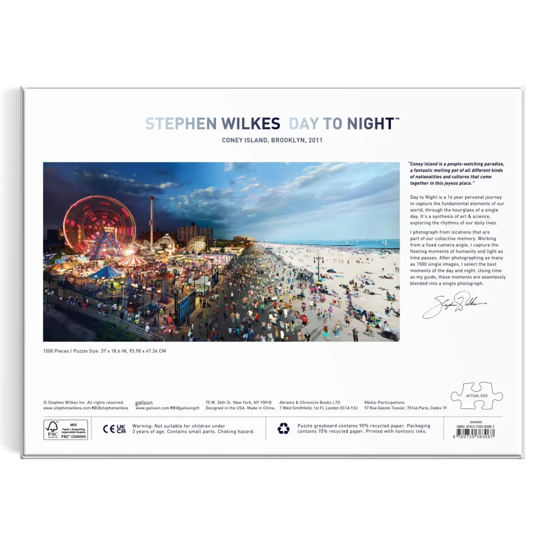 Galison Stephen Wilkes Day To Night Coney Island 1500 Piece Puzzle