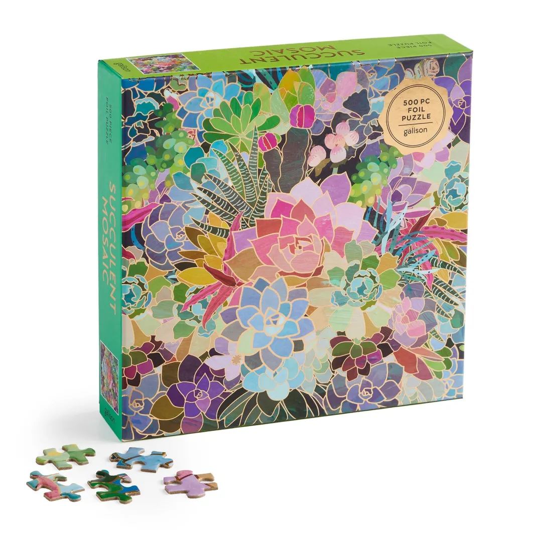 Galison Succulent Mosaic 500 Piece Foil Puzzle