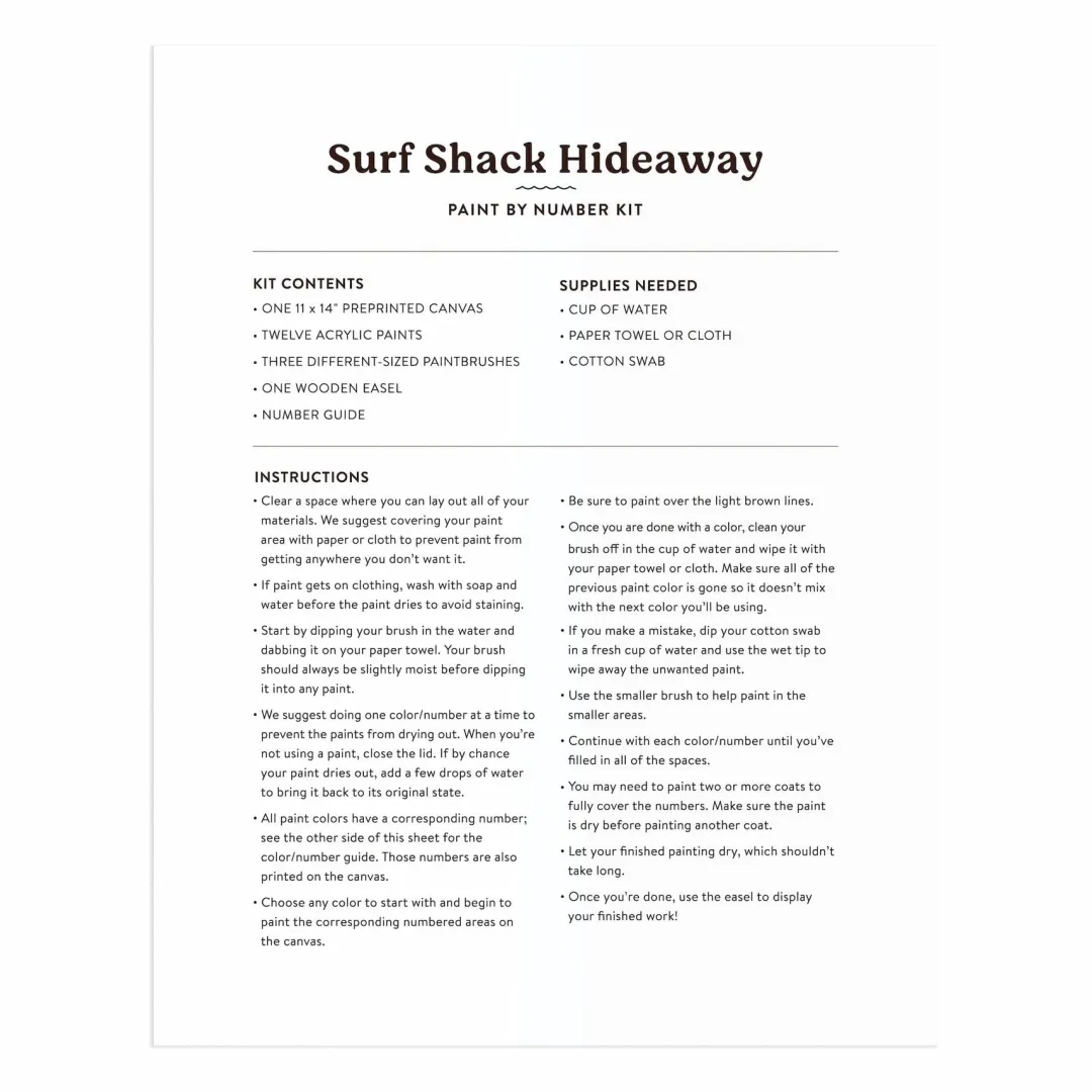Galison Surf Shack Hideaway 11 x 14 Paint By Number Kit