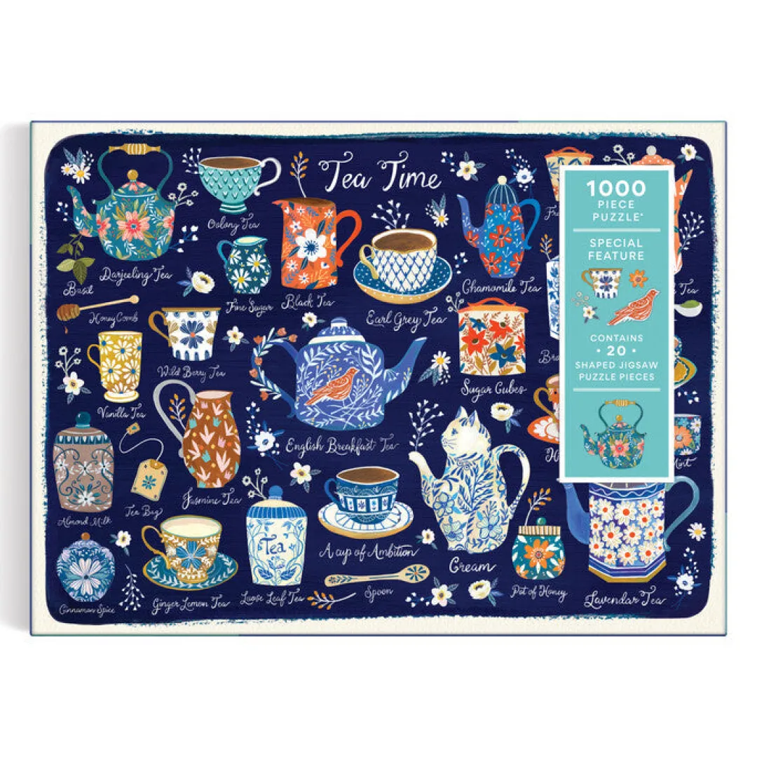 Galison Tea Time 1000 Piece Puzzle with Shaped Pieces