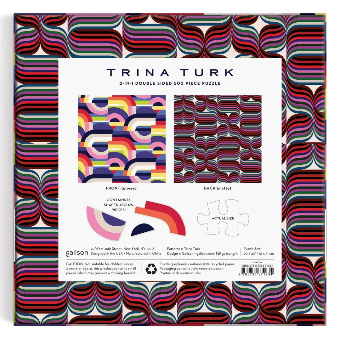 Galison Trina Turk 500 Piece Double Sided Puzzle with Shaped Pieces
