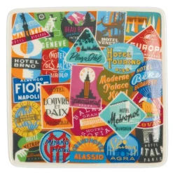Galison Troy Litten Vintage Travel Luggage Labels Small Porcelain Tray