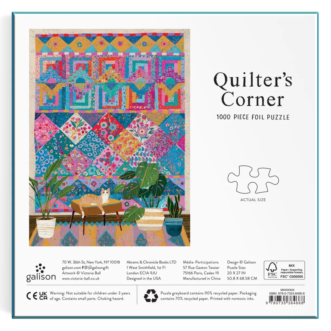 Galison Victoria Ball Quilter's Corner 1000 Piece Foil Puzzle