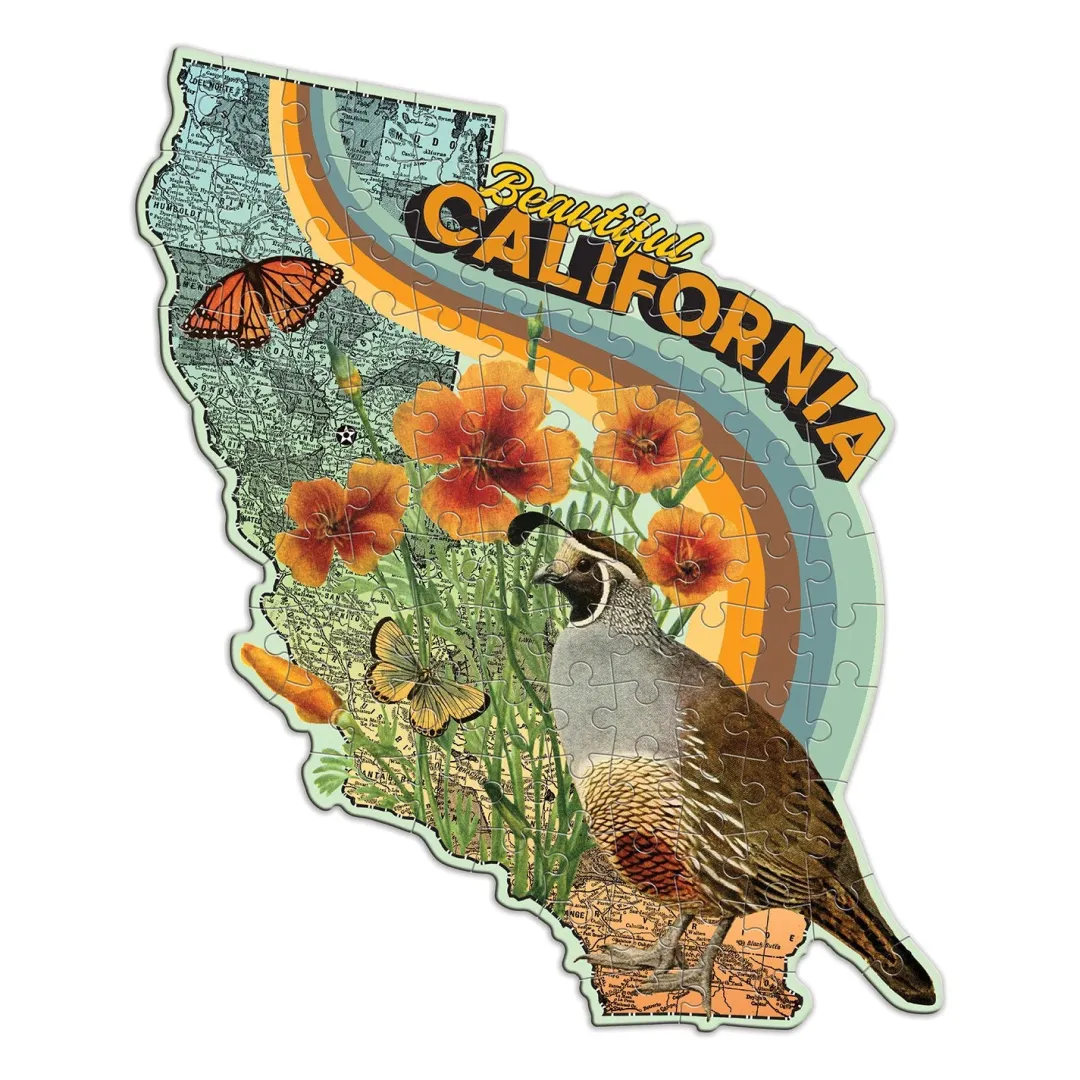 Galison Wendy Gold California 100 Piece Mini Shaped Jigsaw Puzzle
