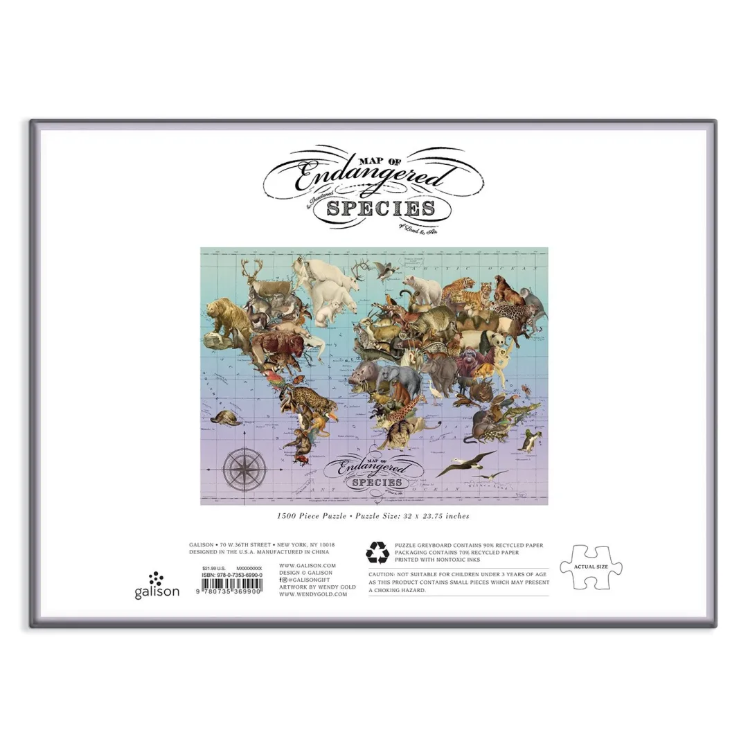 Galison Wendy Gold Endangered Species 1500 Piece Jigsaw Puzzle