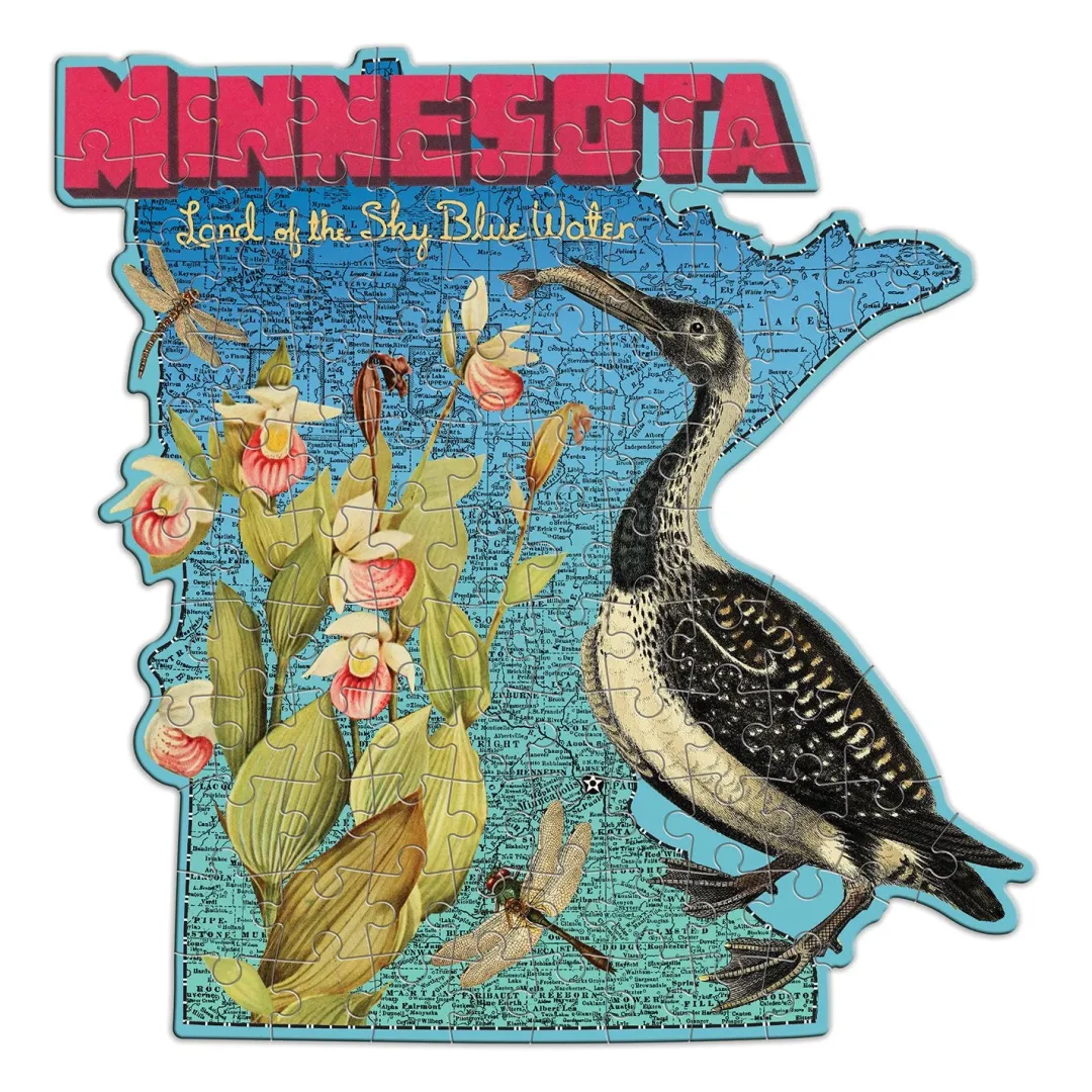 Galison Wendy Gold Minnesota 100 Piece Mini Shaped Jigsaw Puzzle