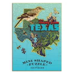 Galison Wendy Gold Texas 100 Piece Mini Shaped Jigsaw Puzzle