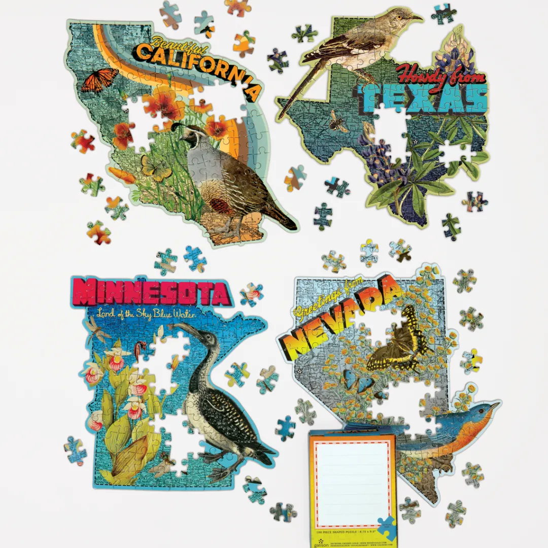 Galison Wendy Gold Texas 100 Piece Mini Shaped Jigsaw Puzzle