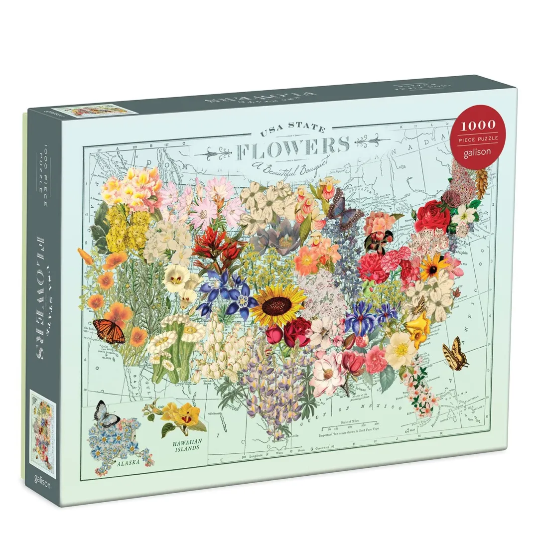 Galison Wendy Gold USA State Flowers 1000 Piece Jigsaw Puzzle