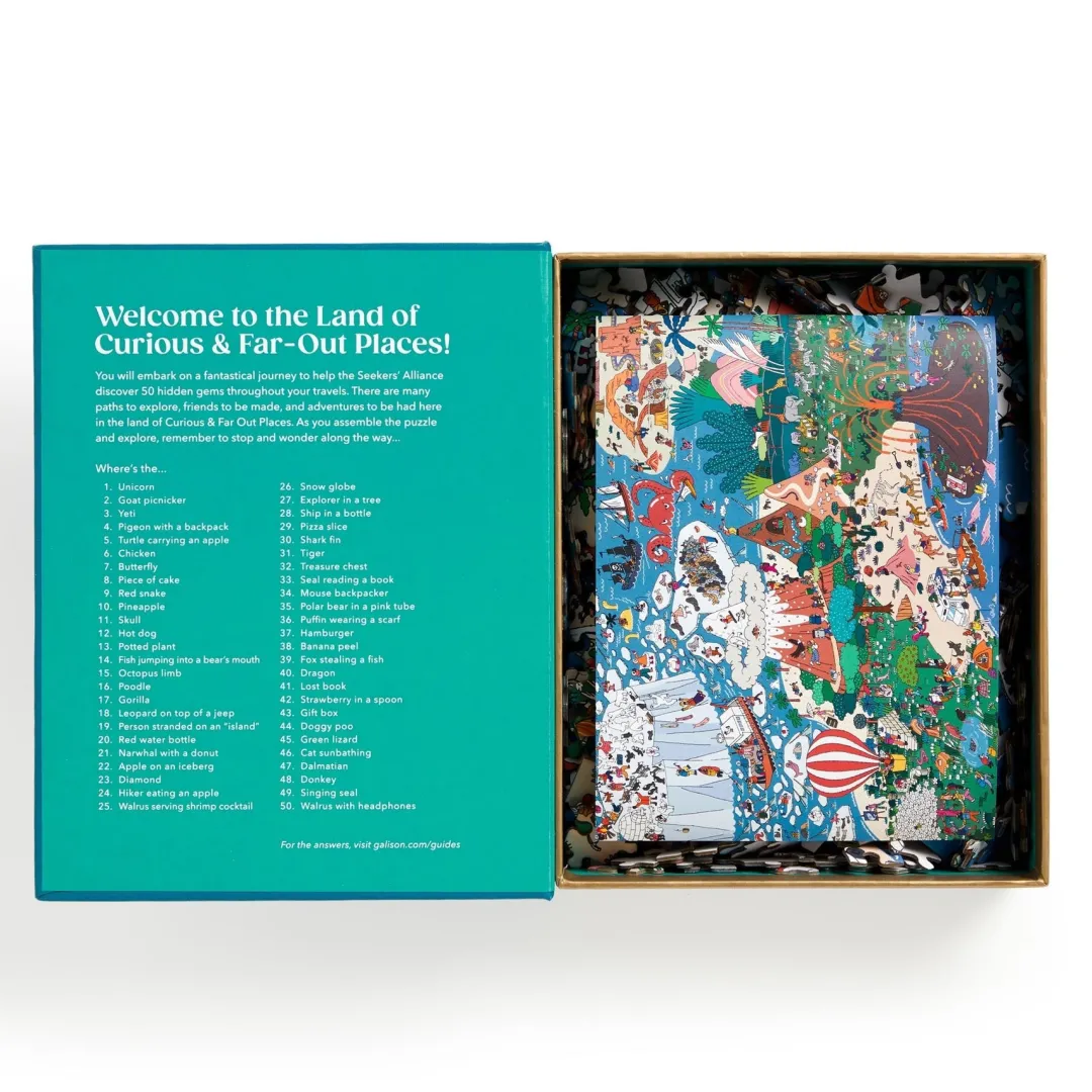 Galison Where's ________? Curious and Far Out Places 500 Piece Search and Find Puzzle