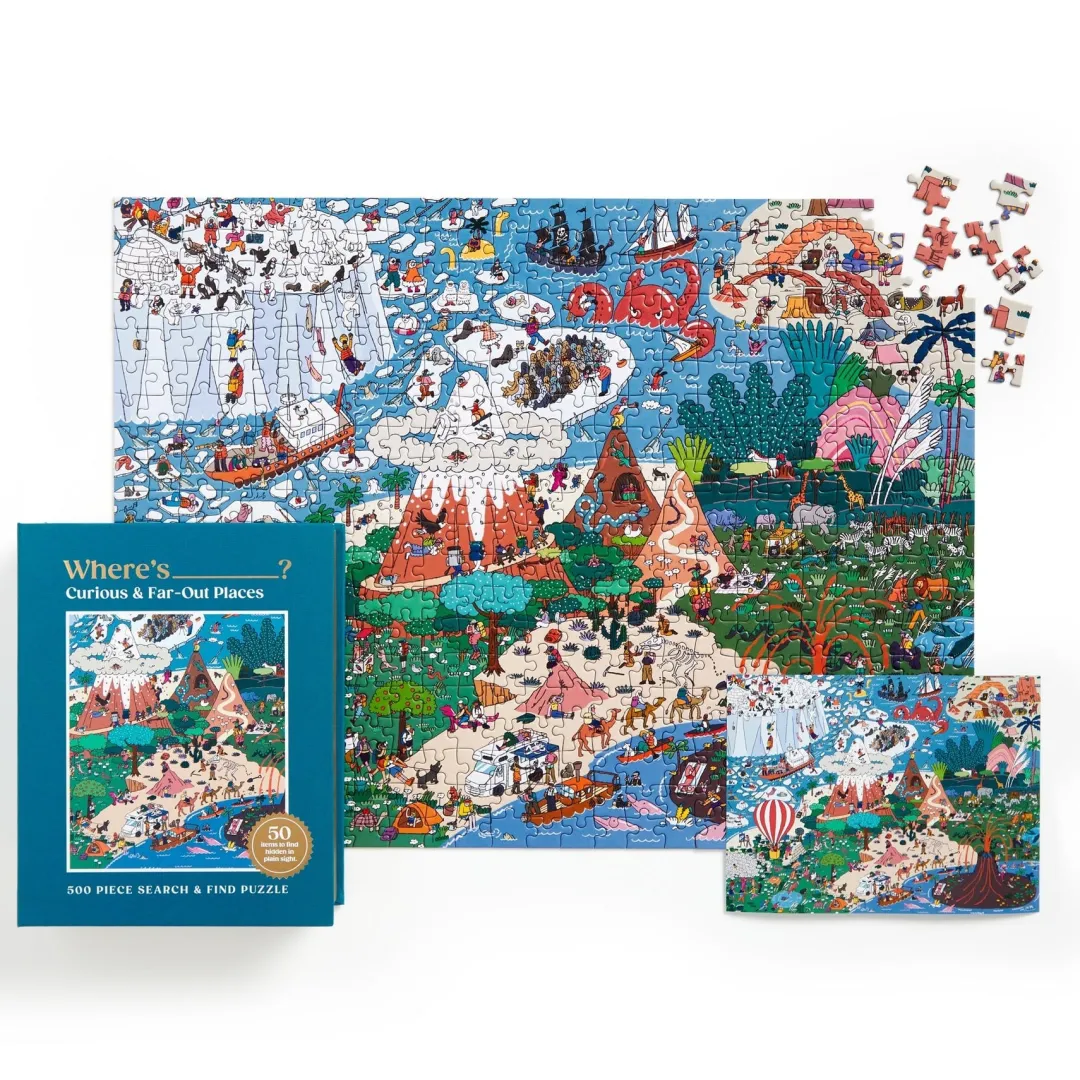 Galison Where's ________? Curious and Far Out Places 500 Piece Search and Find Puzzle