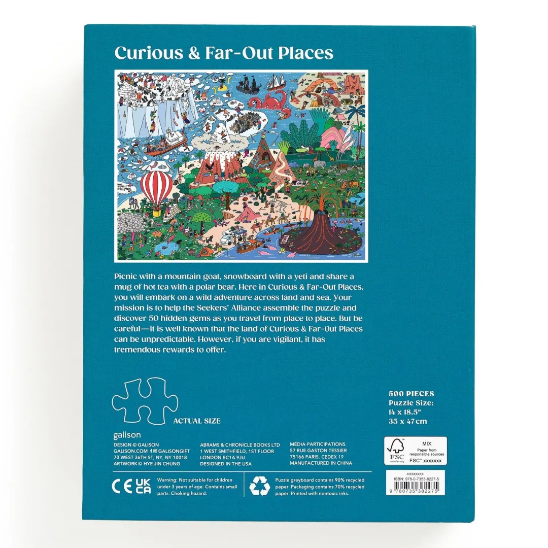 Galison Where's ________? Curious and Far Out Places 500 Piece Search and Find Puzzle