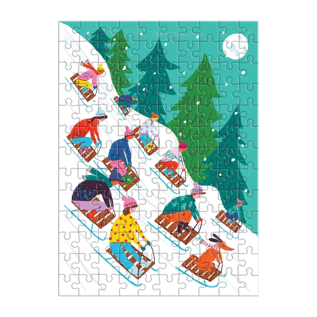 Galison Winter Sledding 130pc Puzzle Ornament