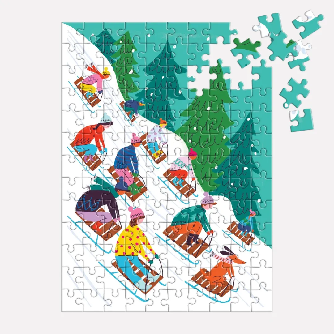 Galison Winter Sledding 130pc Puzzle Ornament