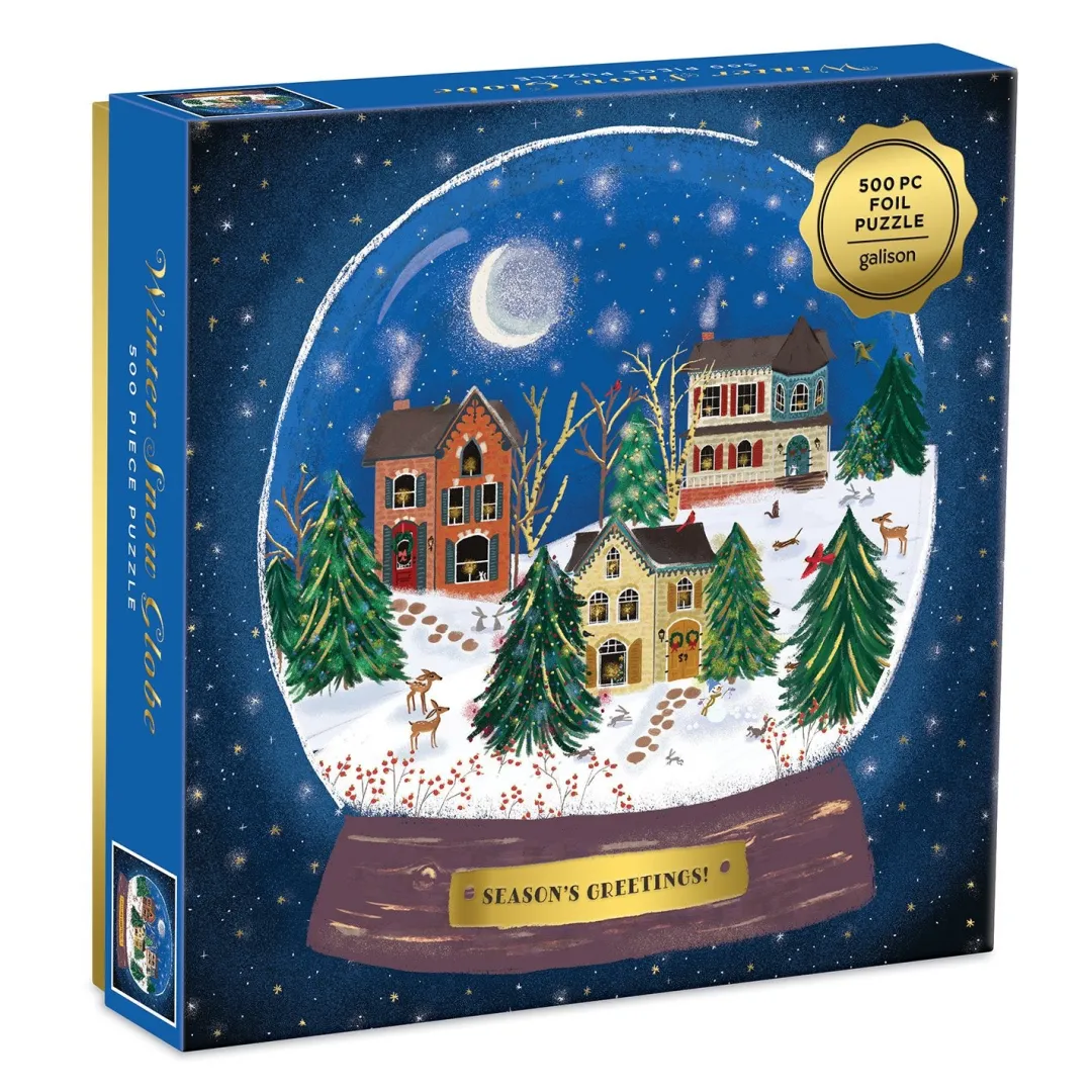 Galison Winter Snow Globe 500 Piece Foil Jigsaw Puzzle