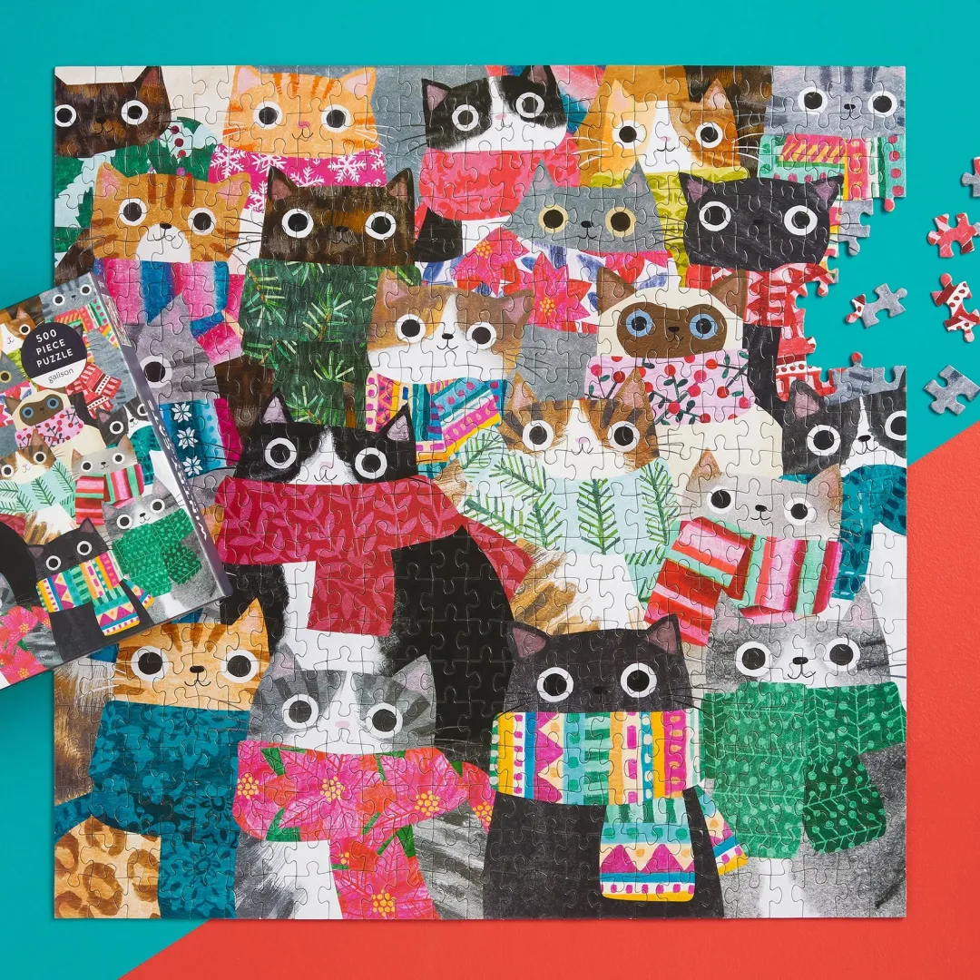 Galison Wintry Cats 500 Piece Puzzle